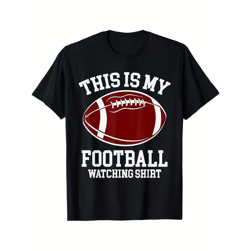 American Football Print Men's Cotton T-shirt, Graphic Tee Men's Outdoor Clothes, Men's Clothing, Casual Short Sleeve Crew Neck T-shirt, Tops For Men, Gift For Men made in usastyle{n002}5