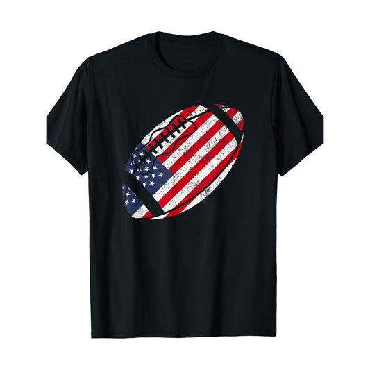 American Football Proud Patriotic 4th July American Flag 220g100% Cotton T-Shirt made in usa