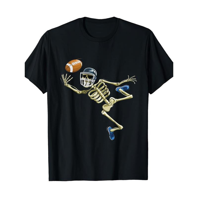 American Football Skeleton Halloween Men's Football Fan T-shirt, men's T-shirt made in usa