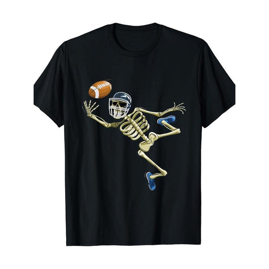 American Football Skeleton Halloween Men's Football Fan T-shirt, men's T-shirt made in usa