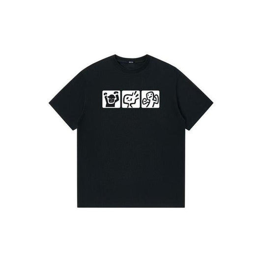 American Style Cartoon Design Casual Versatile Loose 100% Cotton Crew Neck Simple Short Sleeve T-Shirt Top Trendy Men