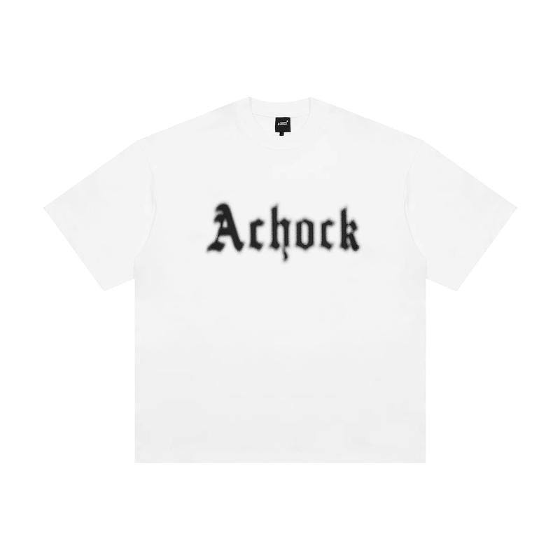 American Style Dot Logo Letter Fuzzy Print Loose Casual Round Neck Drop Shoulder Pullover Short Sleeve T-Shirt Couple Set Unisex