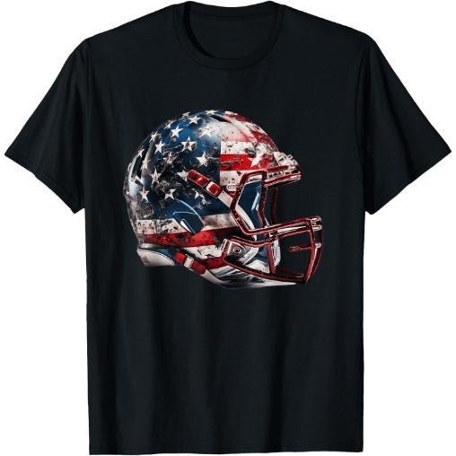 American football helmet Us Flag T-Shirt Made in USA