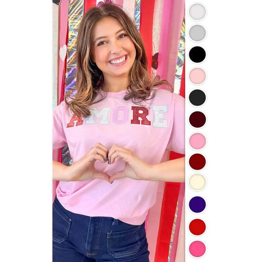 Amore Sequin Valentine Graphic T-Shirt