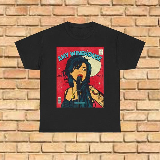 Amy Winehouse Vintage Comic T Shirt, 70s Rock Retro T Shirt, Tee Shirt For Soul Singer, Classic Rock Concert T Shirt, Music Concert Shirt, Unisex T-Shirt, Gifts For Men Women, Short Sleeve Tee Shirt