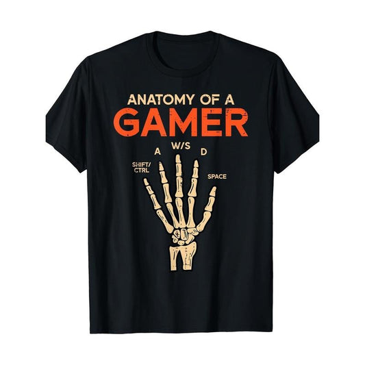 Anatomy Of A Gamer Skeleton Hand Funny Men T-Shirt Made in USA
