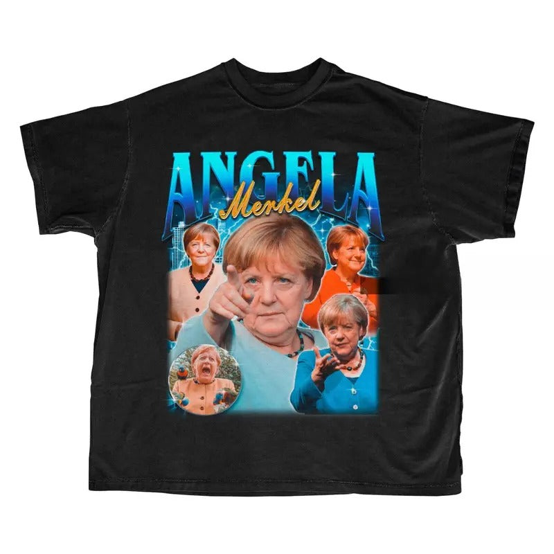 Angela Merkel Bootleg 90s T-shirt, Angela Merkel Bootleg retro Tee, Angela Merkel Fan Shirt, Angela Merkel Homage, gift for her top menswear