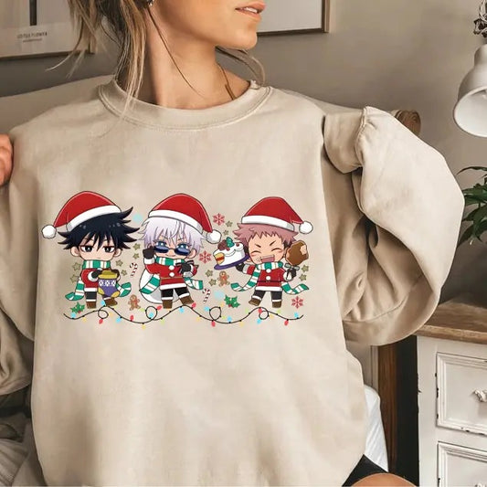 Anime Christmas Shirt, Jujutsu Kaisen Chirstmas Shirt, Satoru Gojo Shirt, Anime Graphic Tee, Anime Lover Shirt, Unisex Anime Shirt, Anime Fans Gifts, Trendy Anime Sweatshirt, Otaku Gift, Besto Friendo Shirt, Anime JJK Friends Shirt