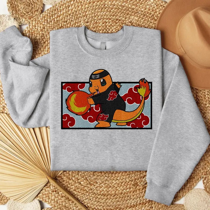 Anime Embroidered Shirt, Anime Embroidered Sweatshirt, Manga Embroidered Shirt, Anime Embroidered Hoodie