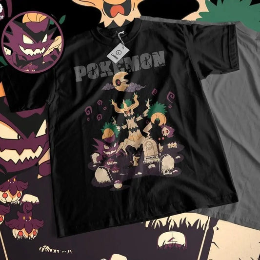 Anime Ghostly Adventure Unisex T-Shirt - Retro Manga Apparel, Japanese Style Gift, Classic Spirit Battle Clothing, Epic Haunting Powers