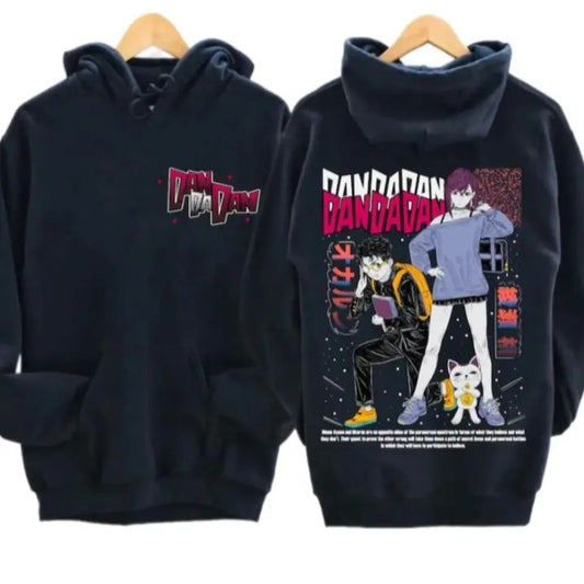 Anime Manga Unisex Hoodie, Cotton Hoodie, DanDaDan Graphic Trendy Pullover Hoodie Double Sided