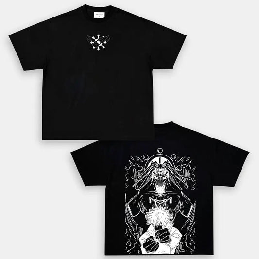 Anime Megumi x Mahoraga Shikigami Jujutsu Kaisen Anime Double Printed Vintage Oversized Washed Tee Unisex Oversize Anime Manga Lightweight Cotton T-Shirt, Hoodies & Sweater Wash Gift For Anime Fan, Anime Lover