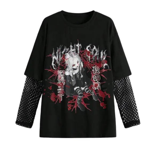 Anime Women of the Dark Gothic Forest ( T-shirt only ) - Cotton Unisex, Crew Neck, Size S- 3XL,Gift For Women Top Womenswear Underwear Humen, Underwear Tshirt Lady Streetwear Human Tropical Round Neck Crewneck Summer Comfort Casual Halloween Long Sleeve