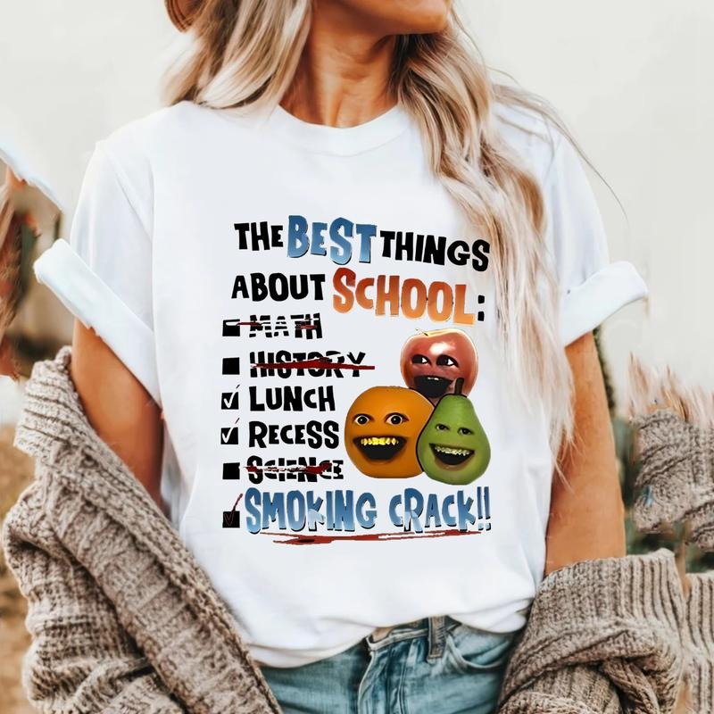 Annoying orange Crack Shirt The Best Things About School,Unisex t-shirt,Hoodie,Sweatshirt Menswear Classic