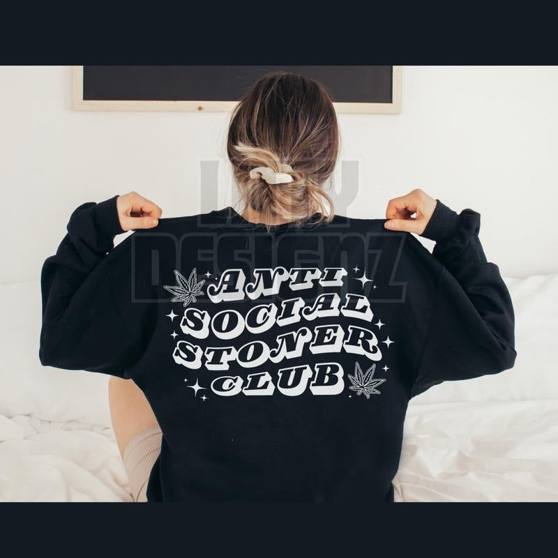 Anti Social Smoker Sweatshirt, 2 Color Options, Funny Smoker Gift Crewneck Sweatshirt, Fitted Hoodies and Cuteshirts for Women