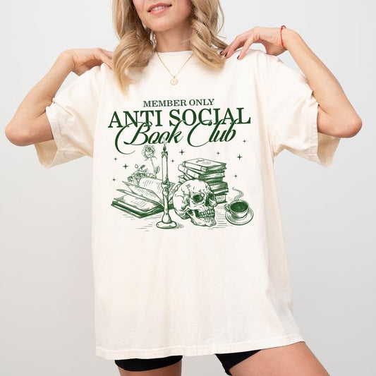 Anti Society Book Club Comfort Colors Shirt, Introvert Bookish Graphic Tee, Bookworm T-shirt, Bookish Unisex Clothing, Gift For Book Lover