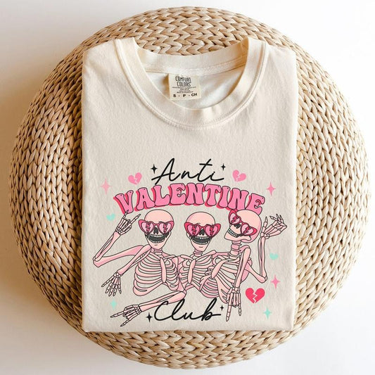 Anti Valentine's Club, Skeleton, Comfort Colors Tshirt, Valentine's Day, Valentine's Day Comfort Colors Tshirt, Women's Graphic Tee, Love, Heart, Cupid