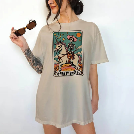 Anxiety Ridden T-Shirt- Print is Sublimation, Unisex T-Shirt, Funny Tee, Cute Top, Cute with Jeans, Fun Summer Tee