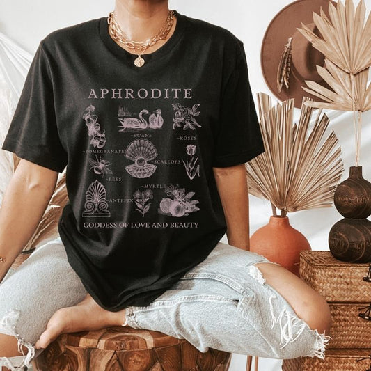 Aphrodite Shirt Goddess Of Love Cottagecore Shirt Mythology Shirt Cottage Core Shirt Greek Mythology Greek Goddess Light Academia T-Shirt