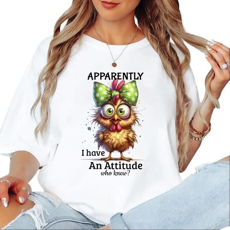 Apparently I have Attitude T-shirt Funny Chicken Sweatshirt Farm Bird T-Shirt Unisex Hoodie Cotton Top