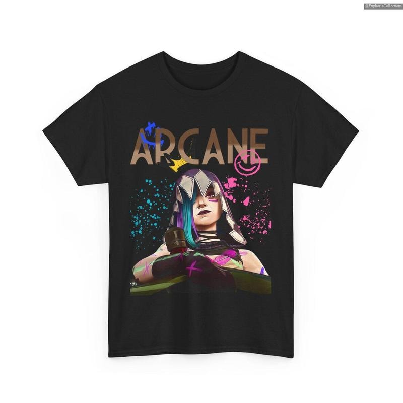 Arcane Jinx Graphic T-Shirt, Unisex Casual Tee, Movie Fan Tee, League Of Legends Tee , Global Trending Outfits
