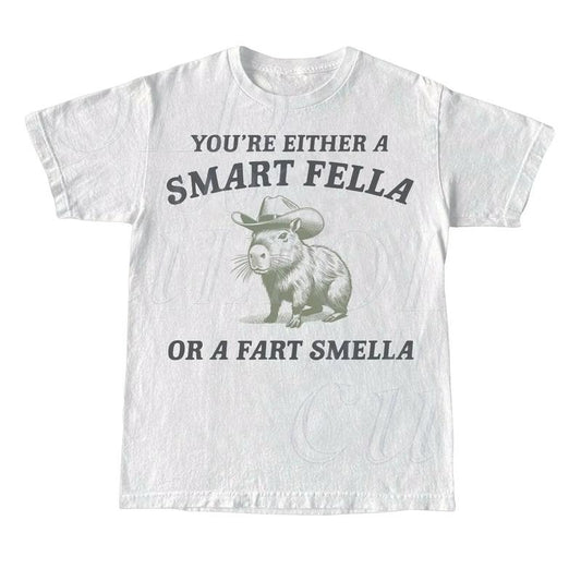 Are You A Smart Fella Or Fart Smella Vintage Style Shirt, Retro Cartoon T Shirt, Weird T Shirt, Meme T Shirt, Cabybara Shirt Menswear Top