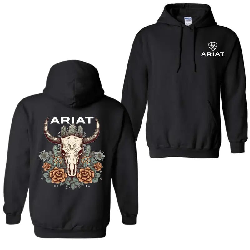 Ariat Hoodie Sweatshirt T-Shirt - Perfect For Outdoor Adventures, Casual, Classic Fashion Cotton Underwear Shirt Womenswear And Menswear Comfort