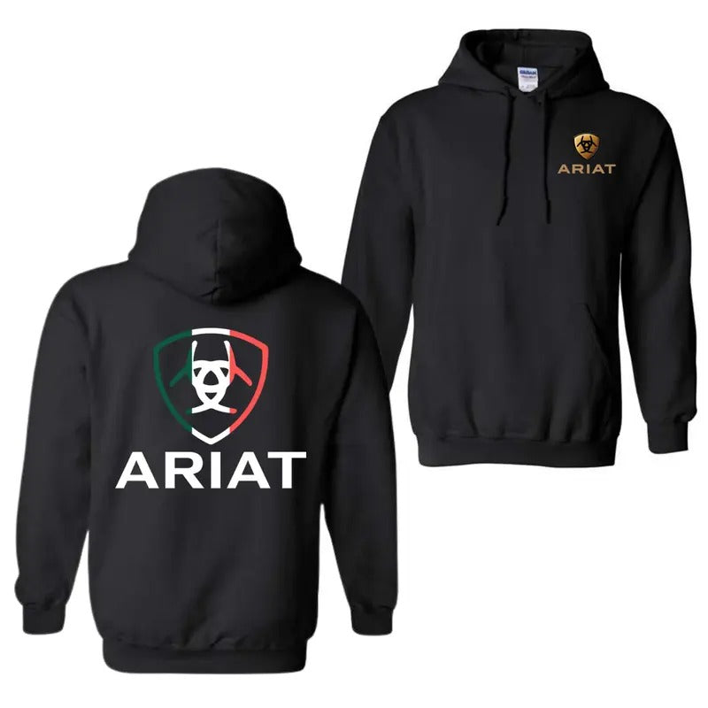 Ariat Hoodie Sweatshirt T-Shirt, Unique badge design with a modern twist, perfect for sports and outdoor activities, comfortable unisex hoodie