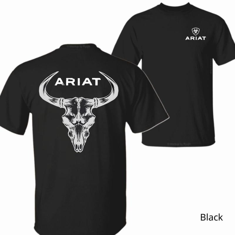 Ariat T-Shirt - Sharp bull skull design, bold style, breathable material for both men and women. Menswear T-Shirt