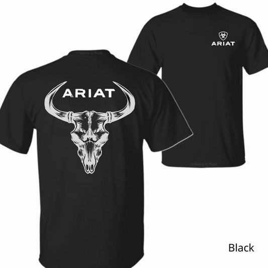 Ariat T-Shirt - Sharp bull skull design, bold style, breathable material for both men and women. Menswear T-Shirt