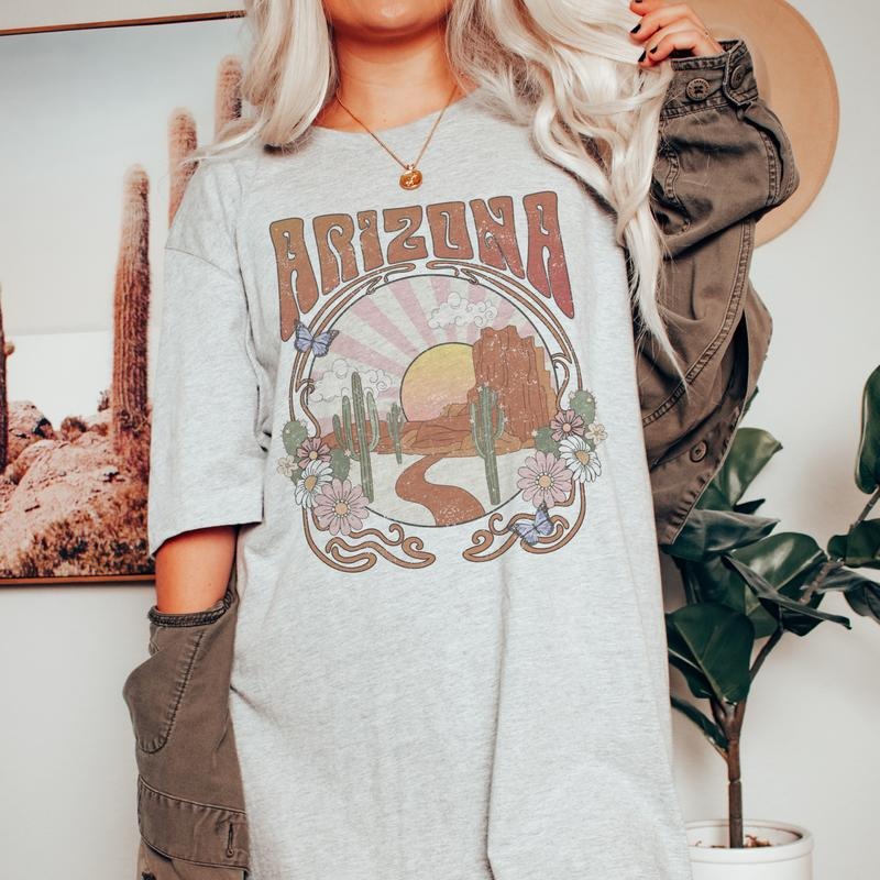 Arizona T-Shirt Arizona Tourist Tee Hometown Soft Tshirt Desert State Shirt Hometown Phoenix Tshirt Tuscan Arizona T-Shirt Soft Print Tee Soft Comfy Shirt Oversized Fit Tshirt Sublimation Print Tee Casual Top