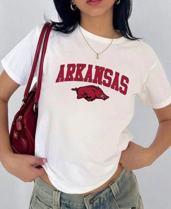 Arkansas Vintage Sport Teams NCAA Collection Unisex Crewneck Black Baby Tee, Graphic Team Collection Baby Tee, Gift For NCAA Fans