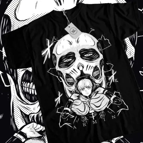 Armin Arlelt T-shirt Attack On Titan SNK Horror Anime Gift Black Shirt All Size