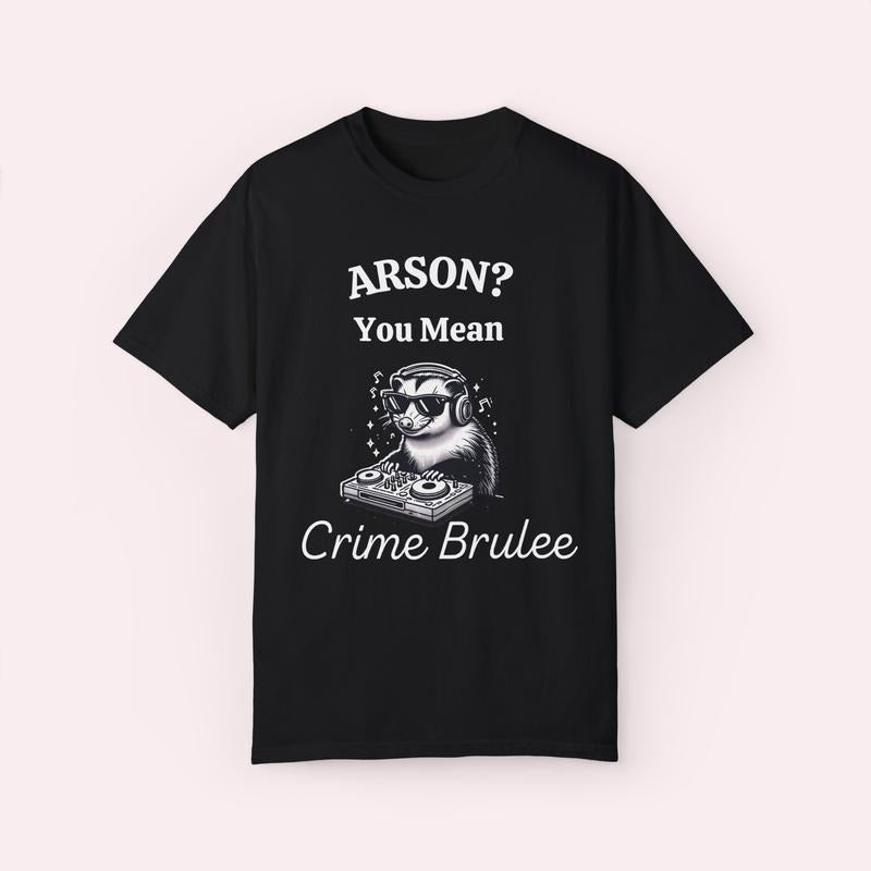 Arson You Mean Crime Brulee Shirt, Weird Gen Z Trendy Meme Tee, Mental Health Shirt, Animal Lover Gift, Unisex T-Shirt, Gifts For Him Her Adult, Short Sleeve Tee Shirt, Gifts For Birthday Mothers Day