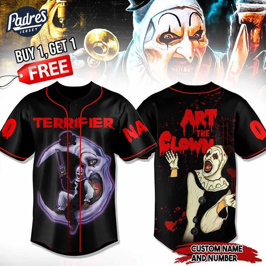 Art The Clown Terrifier 3 Custom Baseball Jersey - Padres Jersey Oasis: Elevate Your Baseball Style Game