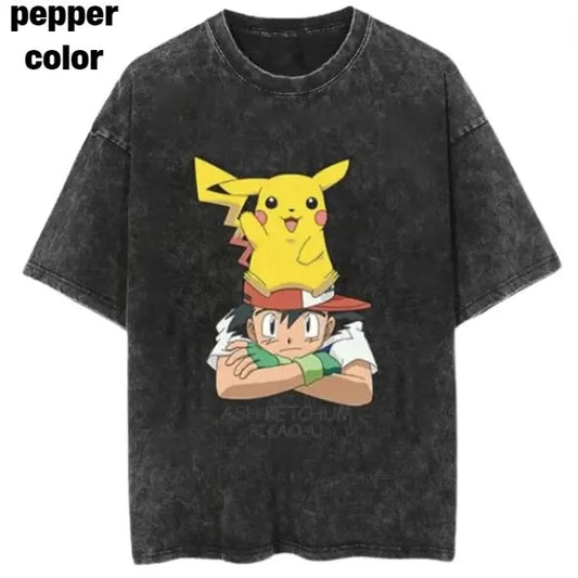 Ash and Pikachu Vintage Tee, Ash Shirt, Ash Merch, Pikachu Shirt, Pikachu Merch, Anime Pokemon Shirt, Pokemon Merch, Manga Shirt, Pokemon for fan, Gift for him, Gift for her Menswear Top Underwear Tshirt