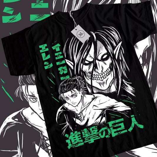 Attack On Titan Anime T-Shirt & Sweatshirt, Eren Yeager Shingeki No Kyojin Graphic Tee, Anime Manga Lover Gifts Ball Cotton