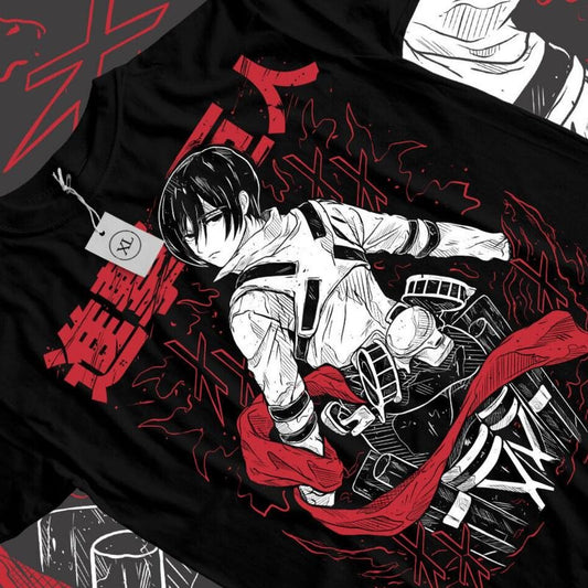 Attack On Titan Anime T-shirt & Sweatshirt, Mikasa Shingeki No Kyojin Graphic Tee, Vintage Oversized Unisex Streetwear, Manga Gift For Men Women