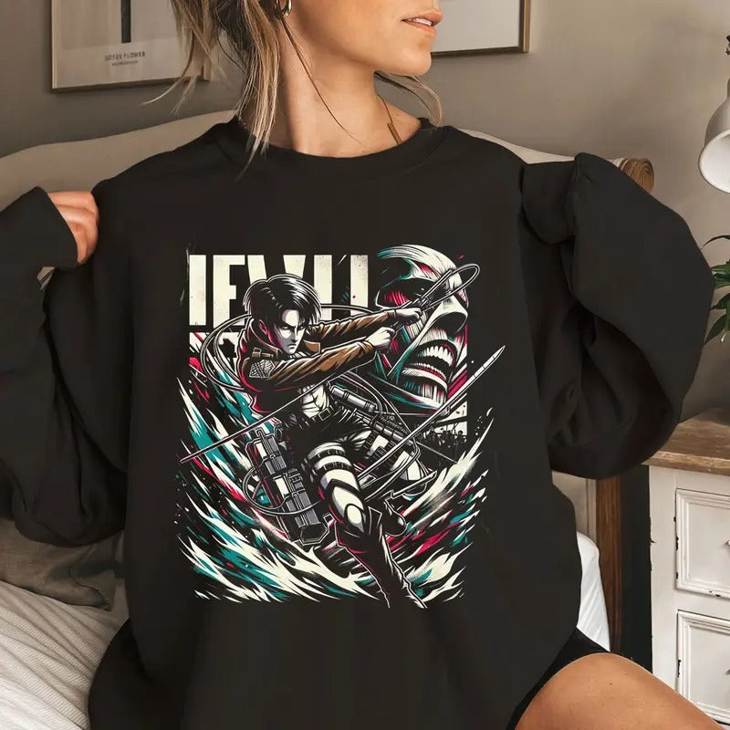 Attack On Titan Levi Tshirt Crewneck Hoodie Comfort Cotton