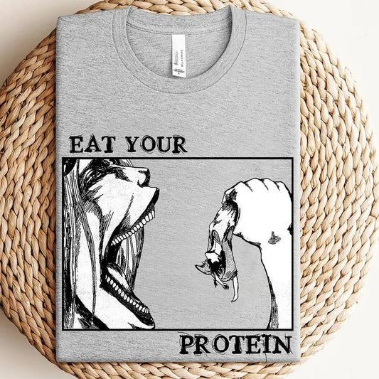 Attack On Titan Shirt, Eat Your Protein Shirt, AOT Shirt, Eren Jaeger Shirt, Anime Shirt, Anime Gifts, Gift For Him, Gift For Her
