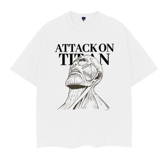 Attack on Titan "Colossal Titan" Vintage Oversized Tee Anime T-shirt 100% Cotton Original Design Men's Top Casual Streetwear