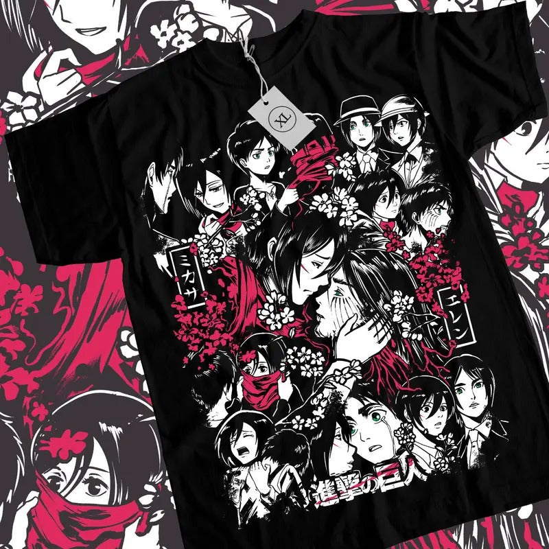 Attack on Titan Final Scene T-Shirt - Mikasa & Eren Last Emotional Moment | Commemorating AOT's Epic Conclusion - Anime Fan Tee, All Sizes