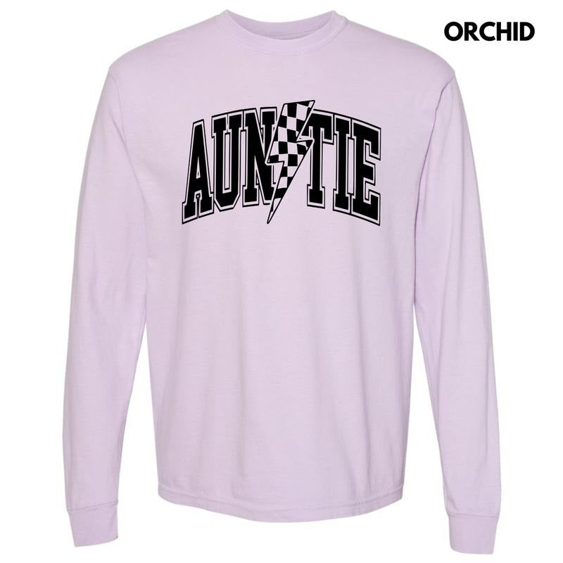 Auntie Lightning Bolt Long Sleeve Comfort Colors T-Shirt 'NLB'