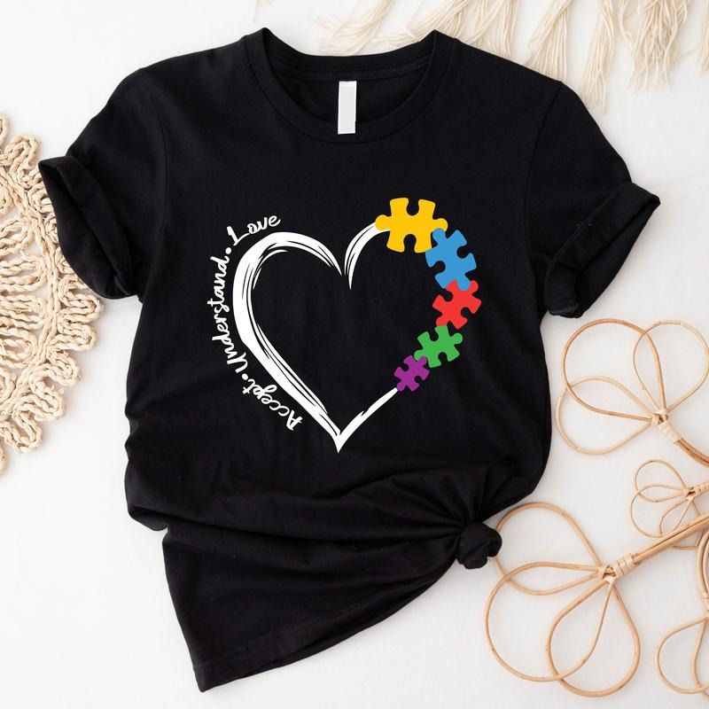 Autism Awareness Shirt, Accept Understand Love T-shirt, Autism Heart Sweatshirt, Cute Puzzle Shirt, Gift For Teacher, Sped Teacher Hoodie, Gift For Mom. Casual Fabric