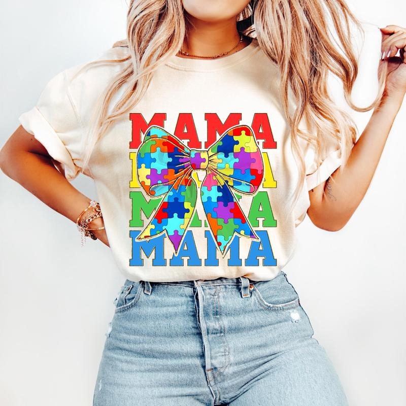 Autism Mama Coquette T-Shirt, Autism Bow T-Shirt, Retro Autism T-Shirt, Autism Mom T-Shirt, Autism Awareness T-Shirt, Special Education, Neurodiversity