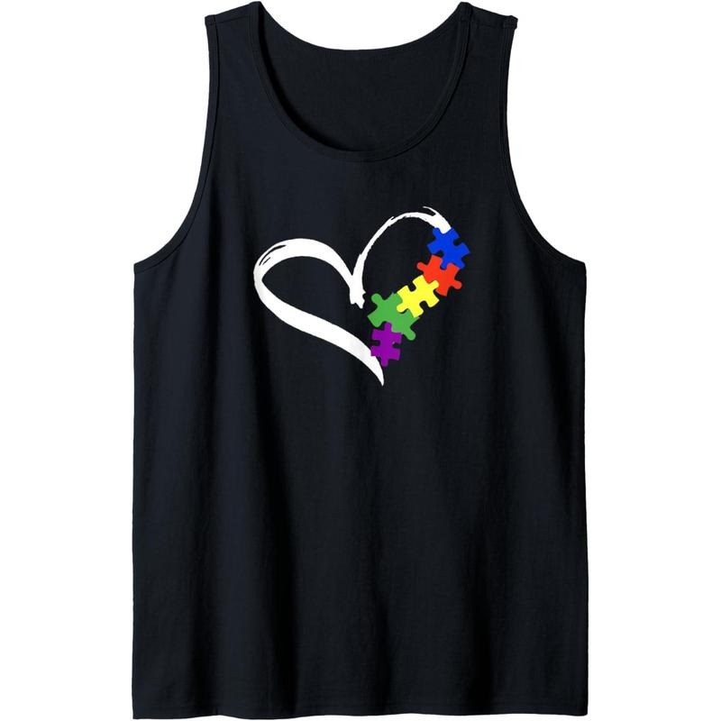 Autism Puzzle Love Autism Awareness Graphic for Women Men Tank Top MADE IN USA