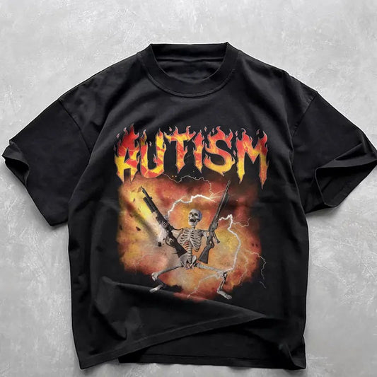 Autistic Funny Skeleton Shirt, Autism Edgy Skeleton Meme, Oddly Specific Shirt, Offensive Gifts shirts - Graphic Tee Men's Top casual crew neck t-shirt