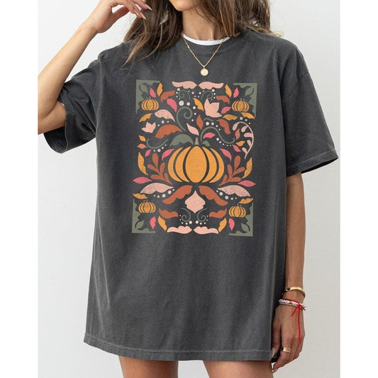 Autumn Folk Art Pumpkins, Simplicity, Fall, Thanksgiving, Halloween Shirt, Women's Comfort Color Tee, Tshirt Cotton Top