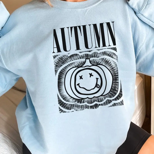 Autumn Smiley Sweatshirt Autumn Pumpkin Pullover Smiley Fall Sweatshirt Pumpkin Autumn Hoodie Fun Fall Pumpkin Sweatshirt