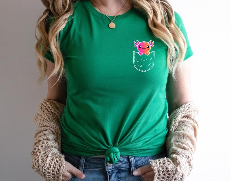 Axolotl T-Shirt, Cute Axolotl Pocket Size Shirt, Kawaii Axolotl Lover Gift Tee, Animal Lover Tee, Axolotl Salamander Birthday Gift.
